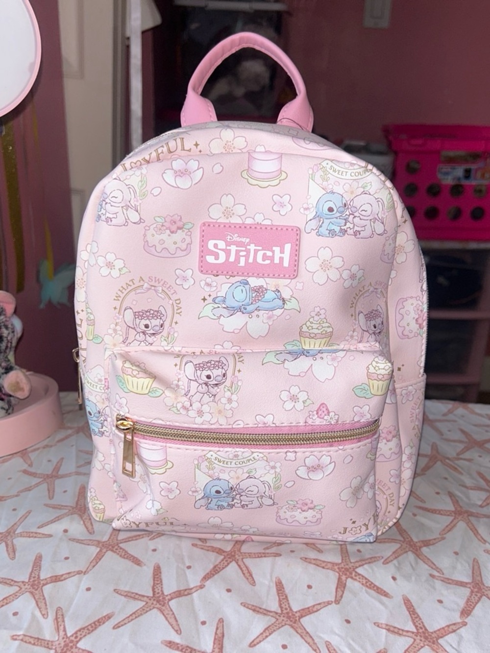 Disney Stitch and Angel Pink Mini Book Bag